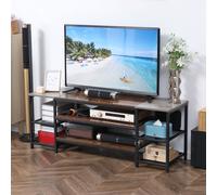 HOMCOM TV Unit Cabinet for TVs up to 60Inches with Shelves Brown and Black - Grey