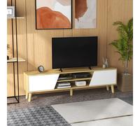 HOMCOM TV Unit Cabinet for TVs up to 65", TV Stand with Shelves, Oak