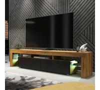 Tv Unit 200Cm Sideboard Cabinet Cupboard Tv Stand Living Room High Matt Doors - Oak & Black