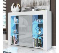 Modern Sideboard Display Cabinet Cupboard Tv Stand Living Room High Gloss Doors - White & Grey
