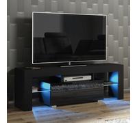 Tv Unit Floe 130Cm - Black With Gloss Doors