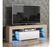 Tv Unit Floe 130Cm - Oak & White Gloss Doors