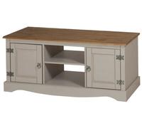 Tv Unit Grey Wax 2 Door 1 Shelf Media Unit Solid Pine