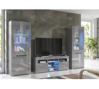 TV Unit High Gloss Grey &Matt Living Room Set Stand Display Cabinets LED Lights