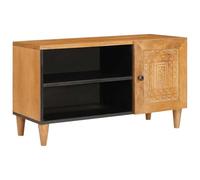 TV Unit Light Brown Made of Wood Material 80 x 33 x 46 cm with 2 Shelves, Compact Lowboard for Living Room, Media Console with Storage Space, Modern Design