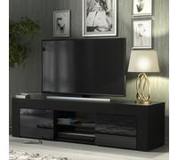 Tv Unit Loom 130Cm - Black With Gloss Doors