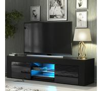 Tv Unit Loom 130Cm - Black With Gloss Doors And Led Lights