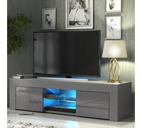 TV Unit Loom 130cm - Dark Grey with Gloss Doors and LED Lights