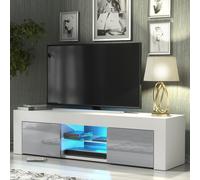 TV Unit Loom 130cm - White & Grey Gloss Doors and LED Lights