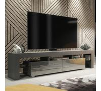 Tv Unit Nova 200Cm - Dark Grey With Gloss Doors