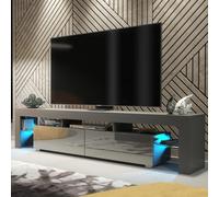 Tv Unit Nova 200Cm - Dark Grey With Gloss Doors And Led Lights