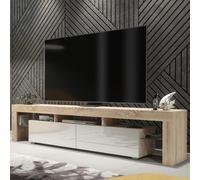 TV Unit Nova 200cm - Oak & White Gloss Doors