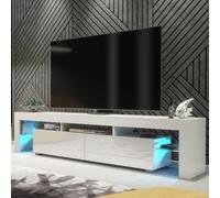 TV Unit Nova 200cm - White with Gloss Doors and LED Lights
