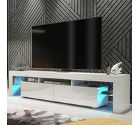 Mex Furniture LTD TV Unit Nova 200cm - White with Gloss Doors & LED Lights Mex Furniture LTD White