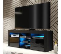 Mex Furniture LTD TV Unit Pulse 145cm - Black with Gloss Doors & LED Lights Mex Furniture LTD Black