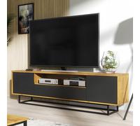 Mex Furniture LTD TV Unit Rift Loft 200cm - Dark Oak & Black in Dark Brown Mex Furniture LTD Dark Brown