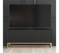 Tv Unit Ripple 100Cm - Black With Fluted Doors
