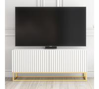TV Unit Ripple 100cm - White with Fluted Doors