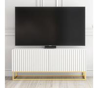 Mex Furniture LTD TV Unit Ripple 100cm - White with Fluted Doors Mex Furniture LTD White