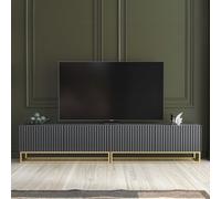 Mex Furniture LTD TV Unit Ripple Duo 200cm - Dark Grey with Fluted Doors Mex Furniture LTD Dark Grey