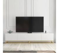 Tv Unit Ripple Duo 200Cm - White With Fluted Doors