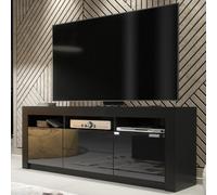 Tv Unit Shine 160Cm - Black With Gloss Doors