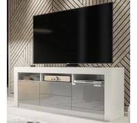 Tv Unit Shine 160Cm - White & Grey Gloss Doors