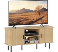 HOMCOM 2 Door 2 Shelf Oak Tone TV Unit - Size: 55 x 40 x 120cm - White - Wilko