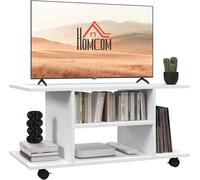 HOMCOM Modern TV Stand Mobile Cabinet With 2 Layer Open Shelf White, White