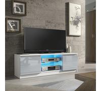 Tv Unit 120Cm Sideboard Cabinet Cupboard Tv Stand Living Room High Gloss Doors - White & Grey