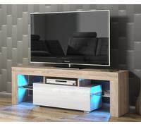 Mex Furniture 130cm TV Unit Cabinet Stand with White High Gloss Doors and Free LED Lights - 130 cm - 1 - MDF/Chipboard