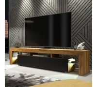 Tv Unit 200Cm Sideboard Cabinet Cupboard Tv Stand Living Room High Matt Doors - Oak & Black