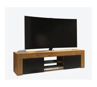 Tv Unit Tv Stand Cabinet Sideboard Oak Black Matt Led Storage Unit 130Cm