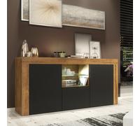 Sideboard Aurora 145cm - Dark Oak & Black Matt Doors and LED Lights