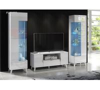 TV Unit White High Gloss &Matt Living Room Set Stand Display Cabinets LED Lights