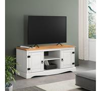 Tv Unit White Wax 2 Door 1 Shelf Media Solid Pine