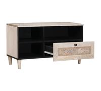 TV Unit with Drawers White Made of Wood 80 x 33 x 46 cm, Modern Lowboard for Living Room with Storage Space, Wall Mounted, Space-Saving, Compact and Functional