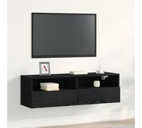 TV Wall Cabinet Black Oak 100x30x30 cm Engineered Wood Berkfield Home Black One Size