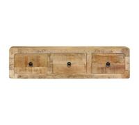 TV Wall Cabinet Made of Rough Mango Solid Wood 100 x 32 x 25 cm with 3 Drawers Space-Saving Floating for Living Room Storage and Modern Entertainment Centre