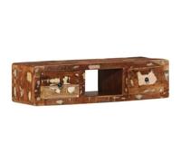 TV Wall Cabinet Made of Solid Reclaimed Wood 100 x 32 x 25 cm with 2 Drawers Space-Saving Modern for Living Room Storage Cable Management Floating Industrial Design