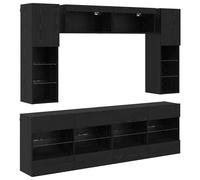 vidaXL TV Wall Cabinet Set with LED 6 pcs Artisan Oak Engineered Wood, Modern Living Room, Rectangular Wall-Mounting TV Cabinet, Ample Storage Solutions, RGB LED Lighting, Customizable Design