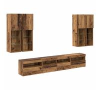 TV Wall Cabinet Set 7 Piece with LED Lights Floating TV Wall Units vidaXL