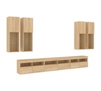 TV Wall Cabinet Set 7 Piece with LED Lights Floating TV Wall Units vidaXL