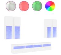 TV Wall Cabinet Set 7 Piece with LED Lights Floating TV Wall Units vidaXL