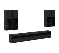 vidaXL 7 Piece TV Wall Cabinet Set with LED Lights Sonoma Oak