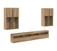 TV Wall Cabinet Set 7 Piece with LED Lights Floating TV Wall Units vidaXL