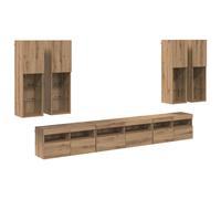 TV Wall Cabinet Set 7 Piece with LED Lights Floating TV Wall Units vidaXL