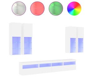 TV Wall Cabinet Set 7 Piece with LED Lights Floating TV Wall Units vidaXL
