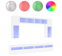 TV Wall Cabinet Set 8 Piece with LED Lights Floating TV Wall Units vidaXL