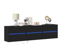 TV Wall Cabinet with LED Black Width:180/130/100/80/41 cm Engineered wood vidaXL